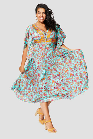 Vestido comprido - Turquesa - Azul