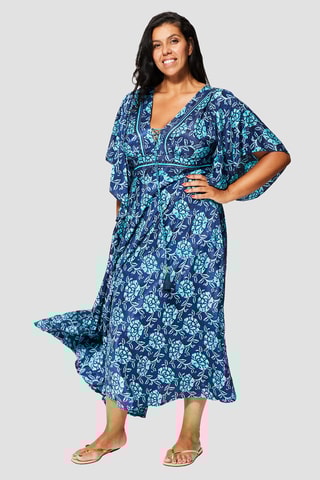 Vestido  Dourado e azul-marinho - Azul