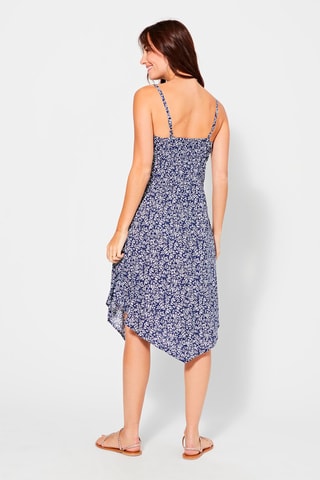 Vestido médio Azul-marinho - Branco e azul