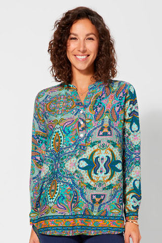 Blusa Turquesa - Azul, amarelo e violeta