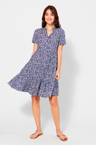 Vestido trapézio - Azul-marinho - Branco e azul