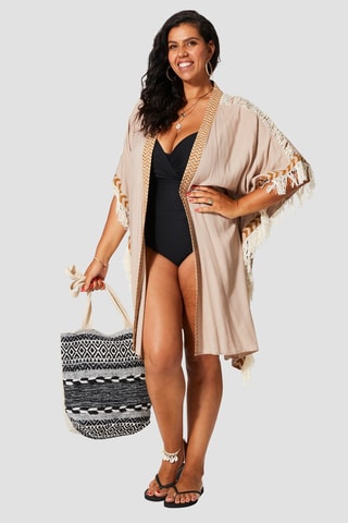 Quimono de praia - Bege - Bege