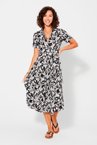 Vestido florido - Branco e preto