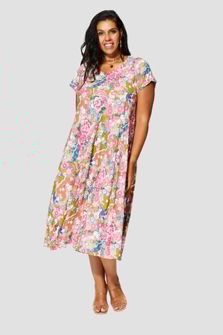 Vestido  Verde e rosa - Azul, rosa e verde