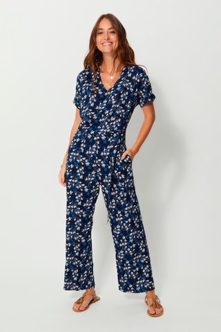 Macacão - Bege, branco e azul