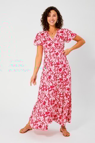 Vestido comprido - Branco e rosa
