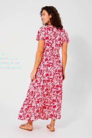 Vestido comprido - Branco e rosa