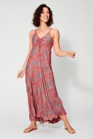 Vestido comprido Rosa - Azul e rosa