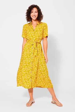 Vestido-camisa - Branco, verde e amarelo