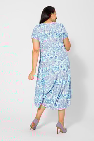 Vestido midi - Branco, azul e violeta