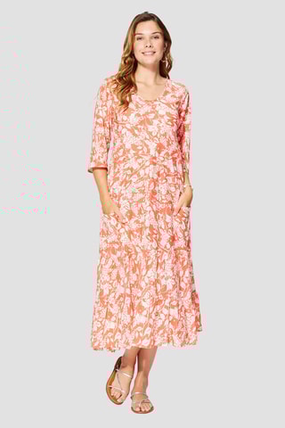 Vestido comprido - Laranja - Branco e laranja