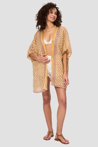 Quimono - Cru - Branco, vermelho e amarelo