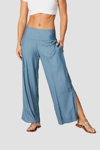 Calças - 
Azul-acinzentado - Cinzento e azul