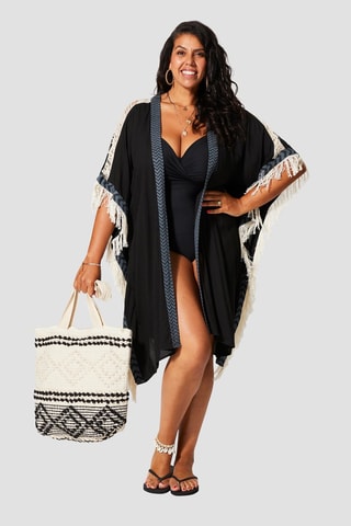 Quimono de praia - Preto - Preto
