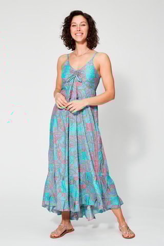 Vestido comprido Turquesa - Azul, verde e rosa