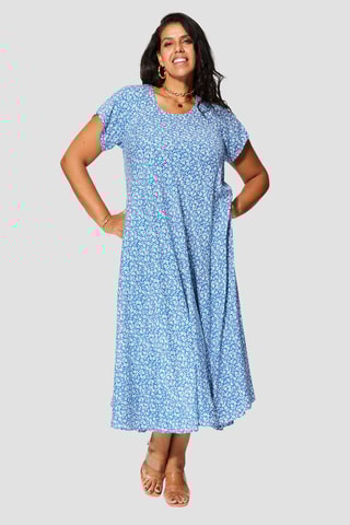 Vestido comprido - Azul - Branco e azul