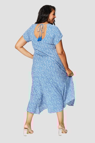 Vestido comprido - Azul - Branco e azul