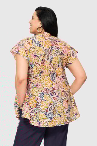 Blusa - Cru e mostarda - Azul