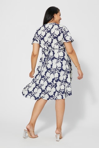 Vestido traçado - Azul-marinho e branco