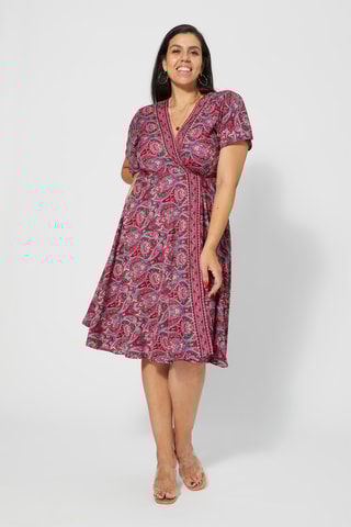Vestido traçado - Rosa, violeta e turquesa