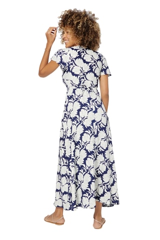 Vestido traçado - Azul-marinho e branco