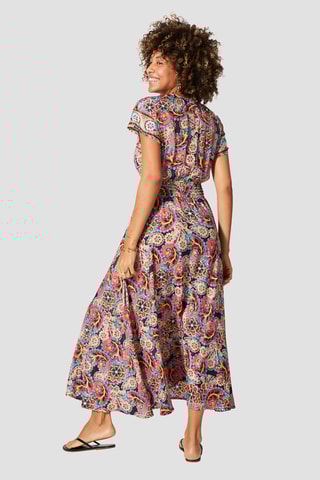 Vestido comprido - Preto, vermelho e azul