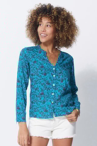 Camisa regular - Rosa e turquesa