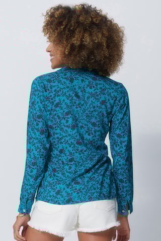 Camisa regular - Rosa e turquesa