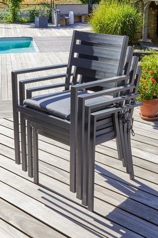 Conjunto de jardín Pelosa - 6 plazas - Sillones apilables - Mesa extensible