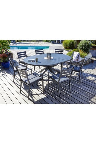 Conjunto de jardín Pelosa - 8 plazas - Sillones apilables - Mesa extensible