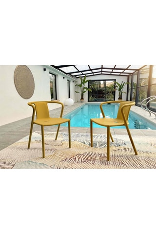 2 sillones de jardín apilables Diego -  Mostaza