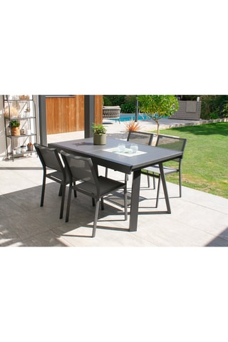 Conjunto de jardín Stockholm - 4 plazas - Sillas apilables - Mesa extensible