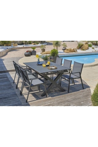 Conjunto de jardín Floride - 6 plazas - Sillones apilables - Mesa extensible