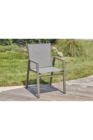 Conjunto de jardín Floride - 6 plazas - Sillones apilables - Mesa extensible