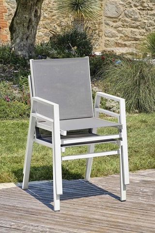 Conjunto de jardín Floride - 8 plazas - Sillones apilables - Mesa extensible