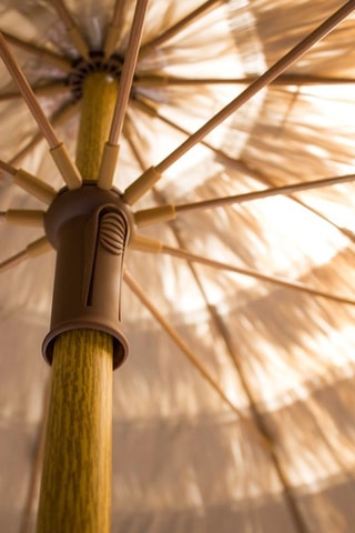 Sombrilla redonda con flecos y pata Hawai - Diámetro de la lona: 200 cm