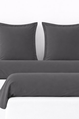 2 fundas de almohada y 2 fundas de almohadón de algodón 57 hilos/cm² - Gris oscuro