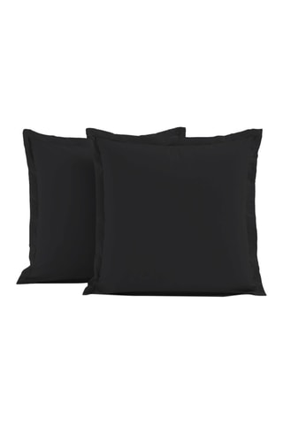 2 fundas de almohada y 2 fundas de almohadón de algodón 57 hilos/cm² - Negro