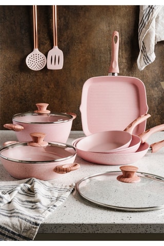 Batería de cocina de granito y cuarzo rosa Stonerose - 13 piezas