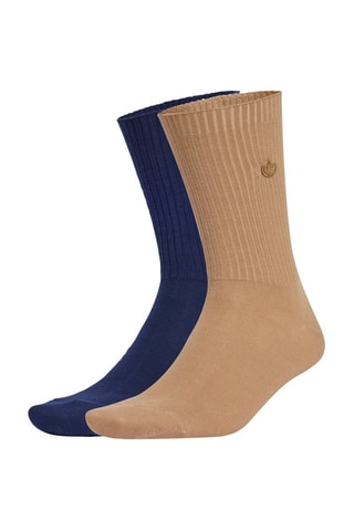 2 paires de chaussettes en coton biologique Premium Essentials - Marron clair et bleu marine
