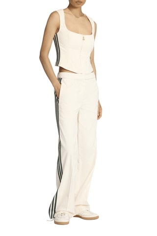 Pantalon loose en velours taille haute - Blanc