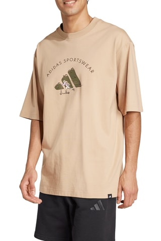 T-shirt loose Codes Doodle Scooter  - Beige