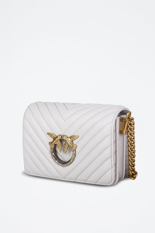 Mala a tiracolo em couro de carneiro Love Click Mini - Branco