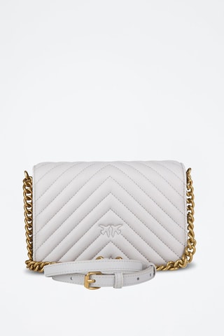 Mala a tiracolo em couro de carneiro Love Click Mini - Branco