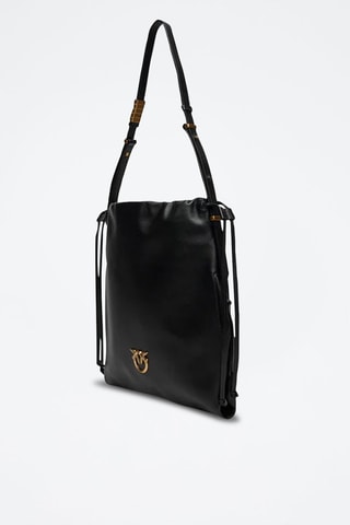 Mala de ombro em couro Slouchy Classic - Preto