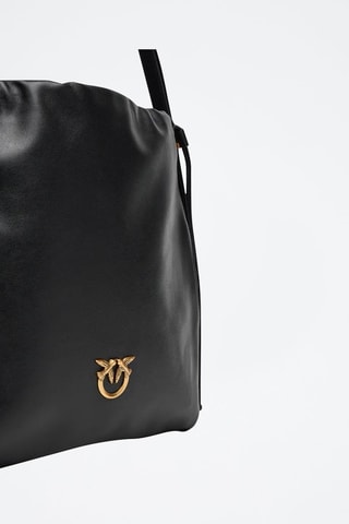 Mala de ombro em couro Slouchy Classic - Preto