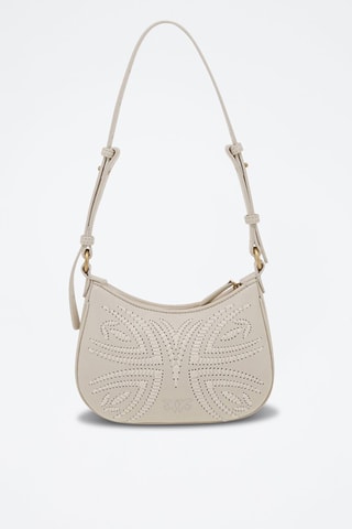 Mala a tiracolo em couro de carneiro Half Moon Baby - Branco 