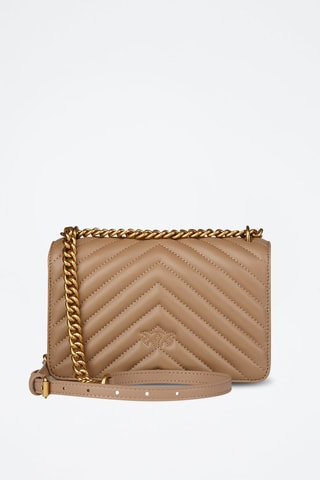 Mala a tiracolo em couro Love One Mini - Castanho-claro