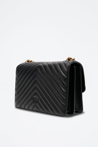 Mala a tiracolo em couro de carneiro Love One Classic - Preto e dourado