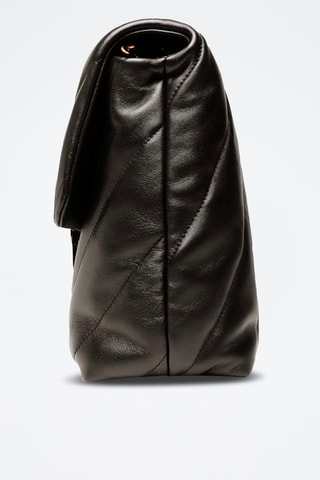 Sac bandoulière en cuir de mouton Love Puff - Noir